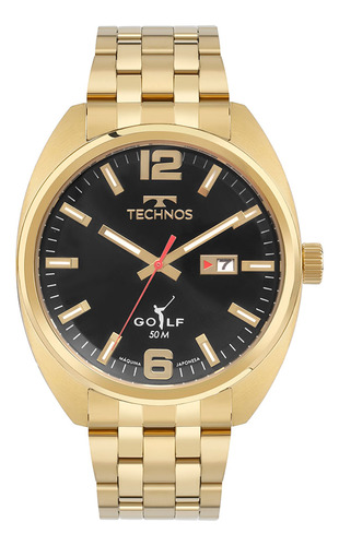 Relógio Technos Masculino Golf Dourado - 2315lap/1p Bisel Preto