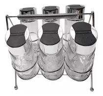 Comprar Set X6 Especieros De Vidrio Con Tapa Plastica Con Base Metal