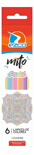 Caja De Lapices Ezco Mito Largo Colores Pastel Premium X6