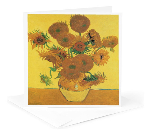 Jarrón Con Girasoles Tarjeta De Felicitación 15 Flores 15x15