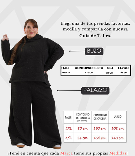 Conjunto Palazzo Y Buzo Frisado Liso Mujer Talles Especiales