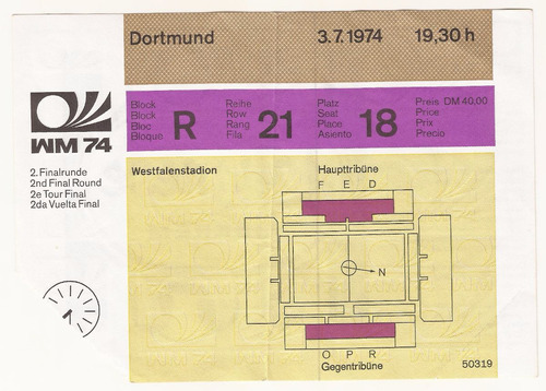 Ingresso Futebol Copa Do Mundo Brasil X Holanda 1974