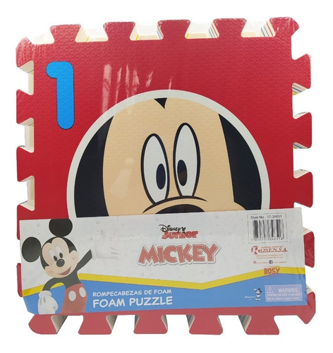 Imagen 2 de 4 de Piso Bebé Alfombra Foami Goma Rompecabeza Mickey 30 X 30 Cm