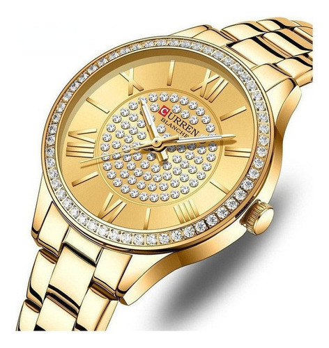 Reloj De Cuarzo Luminoso Con Diamantes De Lujo Curren 9084