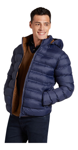  Campera Devré Inflada Reversible Azul Marino Hombre 01d0001