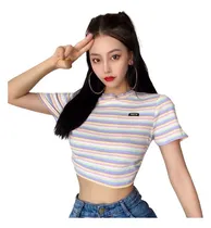 Comprar Top Blusa De Lineas De Colores Lolita Kawaii