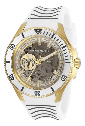Cruise Men 47mm Stainless Steel Gold Silver+transparent Dial
