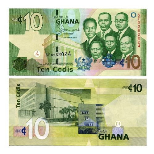 Billete De Ghana 10 Cedis 2013 Numismatic Collection