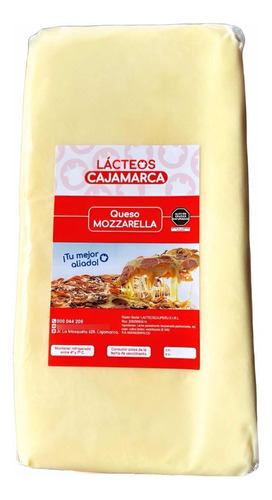 Queso Mozzarella Lácteos Cajamarca Barra Por 3 Kg Al Vacío
