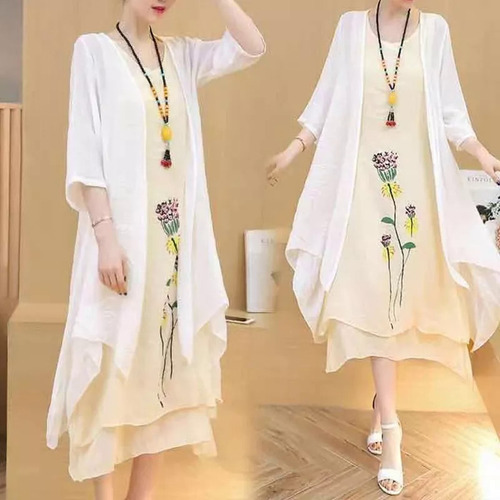 Conjunto De 2 Piezas De Vestido Bordado Para Mujer