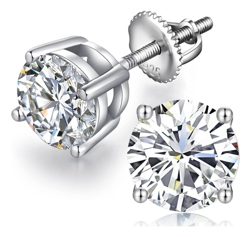 Aretes De Diamantes Aretes Con Cierre De Rosca Aretes De Pla