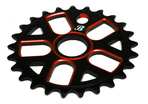 Plato Bmx B Italian Negro Y Rojo Aluminio - Linea Pro Bmx