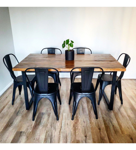 Juego De Comedor Mesa Industrial 160x90 + 6 Sillas Tolix