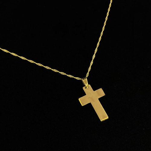 Cadena Y Dije Cruz Lisa 2 Cm Oro 18k Oro 18k 55 Cm