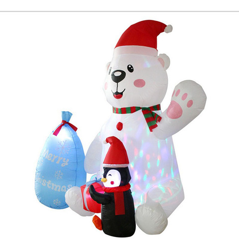 Oso De Pingüino Inflable Navideño De Con Luz, Decoración