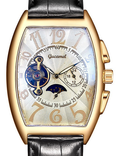 Reloj Mecánico Automático Gucamel Tourbillon Color del bisel Oro Color del fondo Blanco