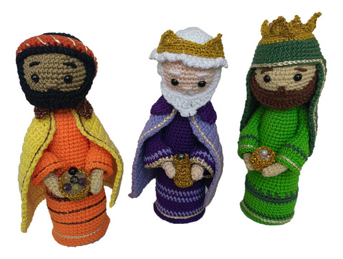 3 Reyes Magos Tejidos A Mano Amigurumi Peluche Crochet 20 Cm