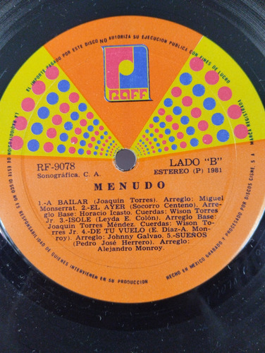 Lp Disco De Acetato De Menudo - Fuego (Usado)