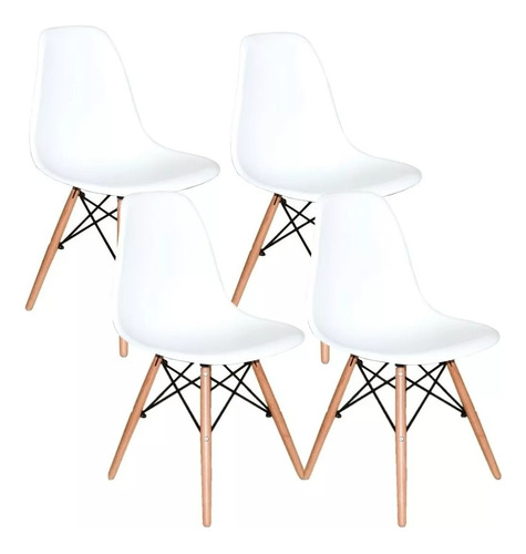 Cadeira De Jantar Charles Eames Eifel - Kit 4 Uni Cor Branco
