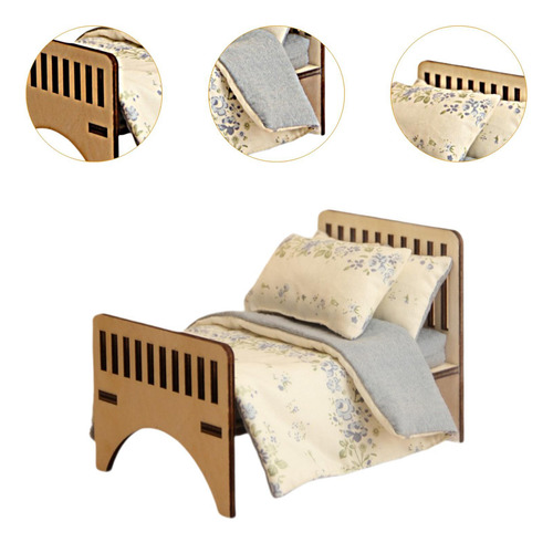 Cama En Miniatura De Muñeca, Muebles De Casa De Floral