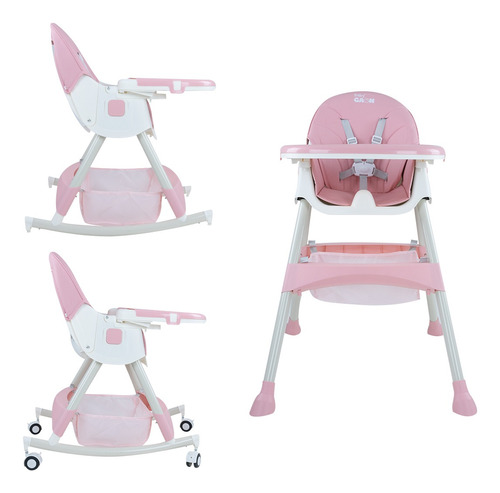 Silla Periquera Alta Bebe Para Comer Multifuncional 3 En 1 Color Rosa Silla Periquera Alta de Bebé para Comer 3 en 1 con Charola