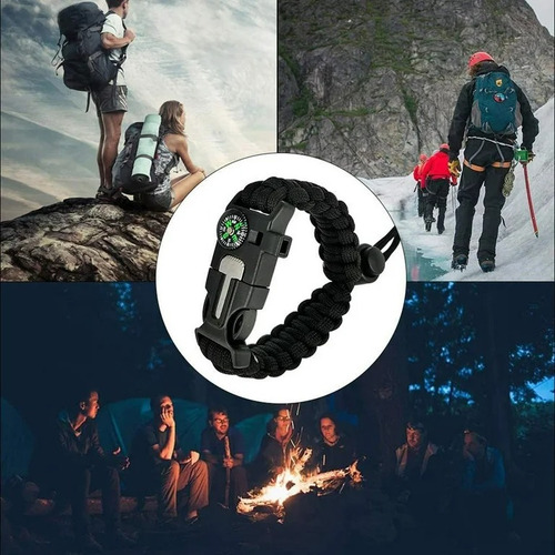 Pulsera Cuerda Táctica + Brújula Y Navaja Militar Padernal