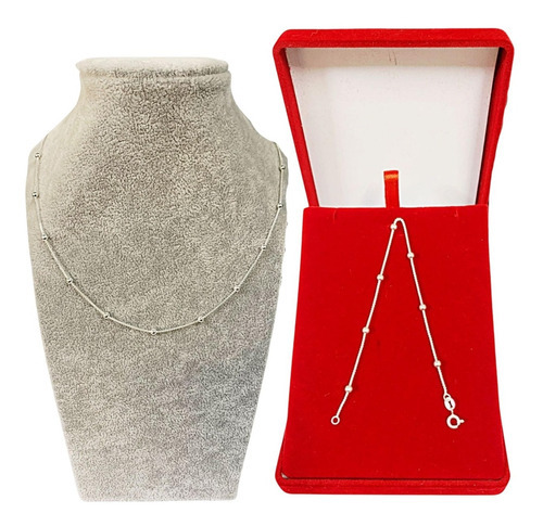 Conjunto Pulseira Colar Prata 925 Kit Bolinhas Legítimas Elo Cor Prata 925 Legítima Diâmetro 45 cm
