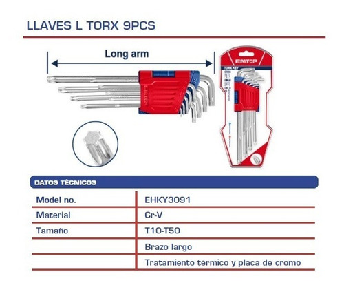 Imagen 2 de 4 de Llaves L Torx 9pcs
