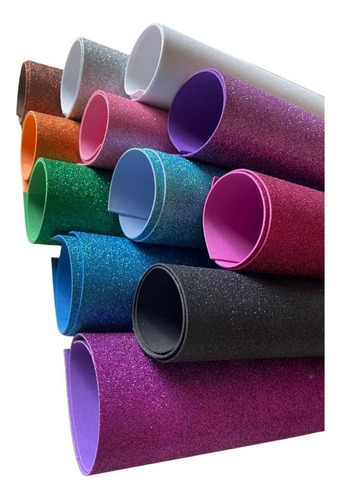 Eva Dubflex Com Glitter 40x60 - Kit C/ 175 Folhas Coloridas Cor Colorido
