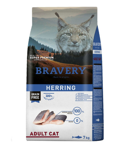 Alimento Bravery Herring Gatos Adultos 7kg