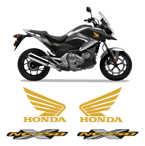 Adesivos Moto Honda Nc 750 X Emblemas Asa Dourado Refletivo
