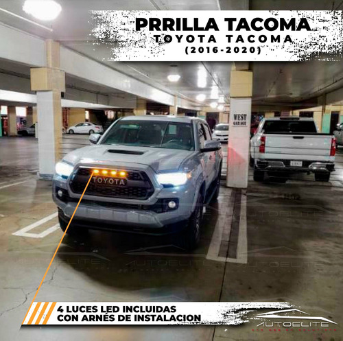 Imagen 3 de 9 de Parrilla Toyota Tacoma 2016 2017 Con Luz Led Emblema Plata