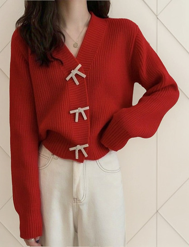 Chaqueta Tipo Cárdigan Holgada De Punto Corto Con Cuello En