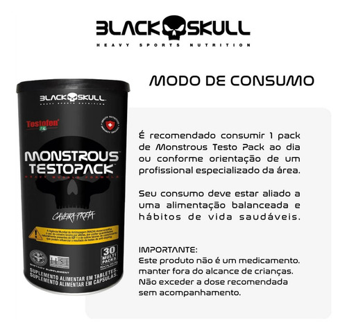 Multi Vitaminas Hipertrofia Muscular Black Skull Suplemento Universal Sabor Sem Sabor 235g