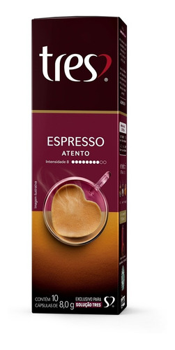 Café Espresso Atento Em Cápsula Tres Sem Glúten 10 Unidades