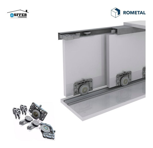 Sistema Deslizante Kit Roldana E Trilhos Mdf 15mm Ro62 1,30m