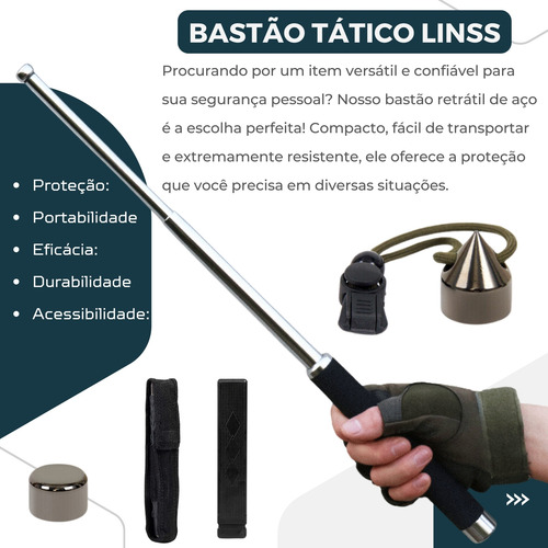 Bastão Cacetete Retrátil Tático Com Coldre Defesa Pessoa