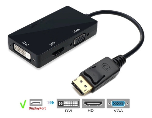 Cable Adaptador 3 En 1 Displayport Dp A Hd Vga 