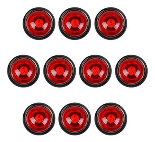 Redonda Camión Lateral Led Luz Indicadora Rojo 10pcs 12v