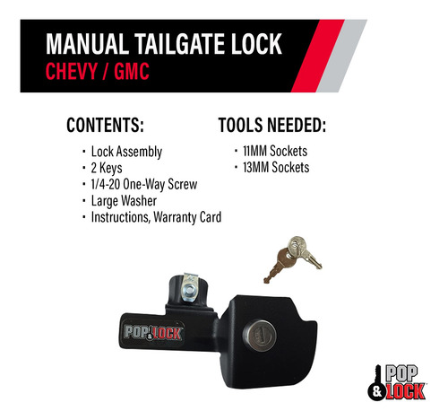 Bloqueo De Portón Trasero Manual Pop & Lock Pl1100 Para Chev