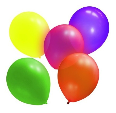 Imagen 2 de 10 de Globos Fluo X100 Pack Cotillon Luminoso Combo Fiesta