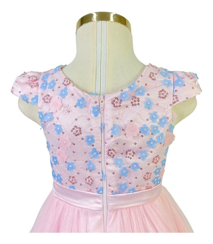 Vestido De Festa Infantil Rosa Tule Petit Cherie 22146 B.e.