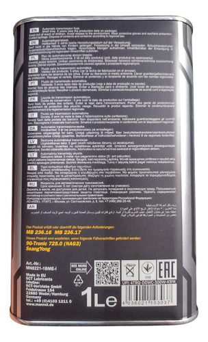 Mannol Atf 9 G-tronic Transmisión Automática Ssangyong 1 Lt