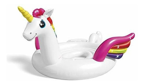 Unicornio Inflable Para Albercas Blanco Con Rosado Grande