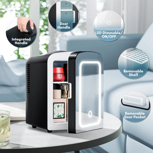 Frigobar Con Espejo Y Luz Led Para Skincare Xtm P