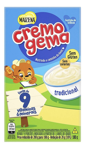 Mingau Cremogema Baunilha Tradicional - 180g Embalagem Com 4