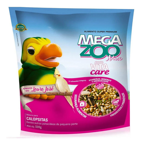 Ração Megazoo Mix Calopstitas (amigos Do Louro José) 500g