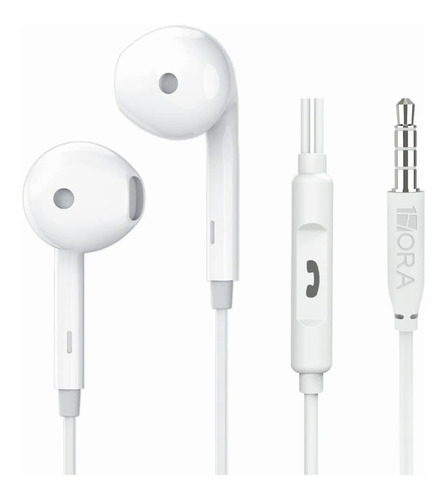 Audífonos In Ear Manos Libres Alambricos Micrófono 3.5 1hora Color Blanco