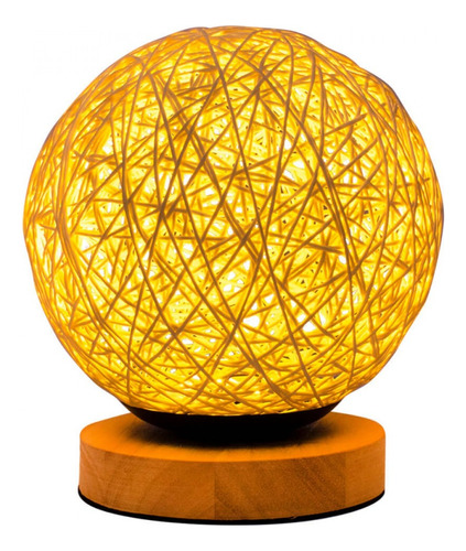 Luminária Em Formato De Bola De Lã Amarela 18 Cm Cor da estrutura Amarelo