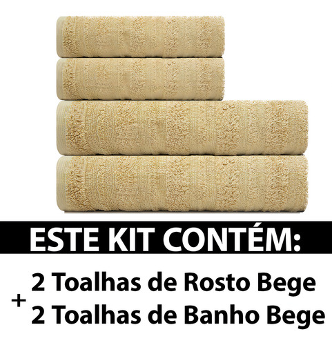 Lm Peter Puro Algodão Loft toalhas de banho rosto algodão cor bege 4 unidades